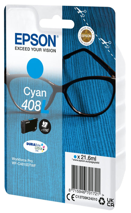 EAN 8715946701721 - Epson 408L DURABrite Ultra cartucho de tinta 1 pieza(s) Original Alto rendimiento (XL) Cian imagen 1