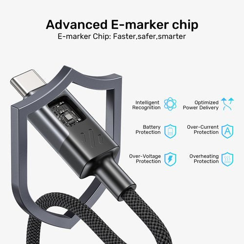 Unitek C14158abk01-1m Usb-C Cable Charging With Led Display 1m Black
