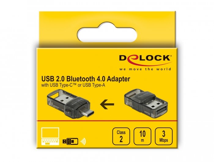 Delock Adaptador Usb 2.0 Bluetooth 4.0  2en1  Usb Type-C  O Type-A