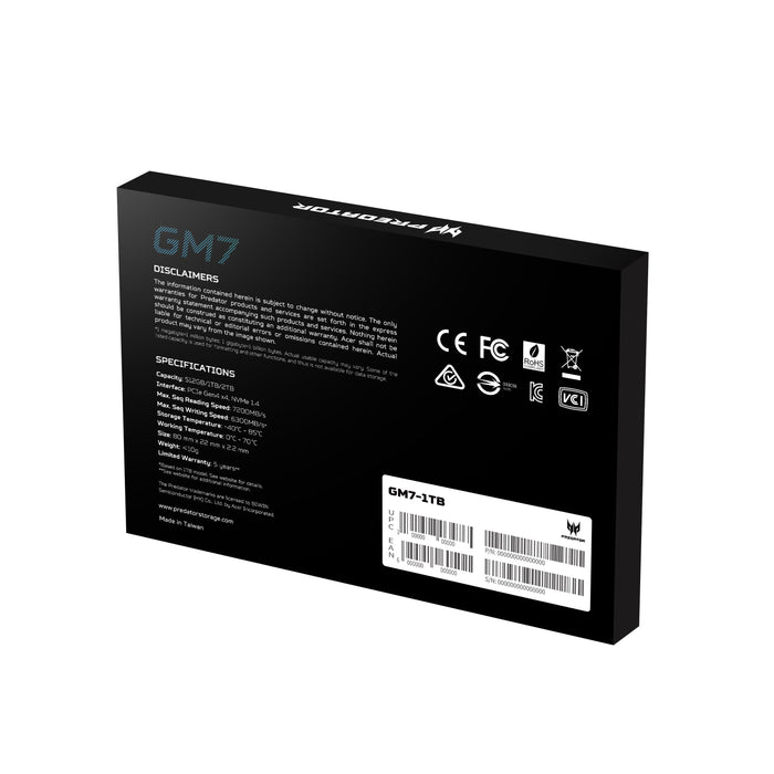 EAN 6955914619128 - Predator GM7-1TB M.2 PCI Express 4.0 NVMe imagen 10