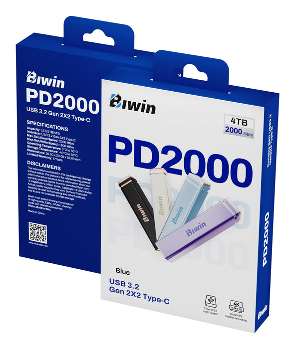 EAN 6955914623040 - Biwin PD2000 4 TB USB Tipo C USB 3.2 Gen 2x2 Azul imagen 19