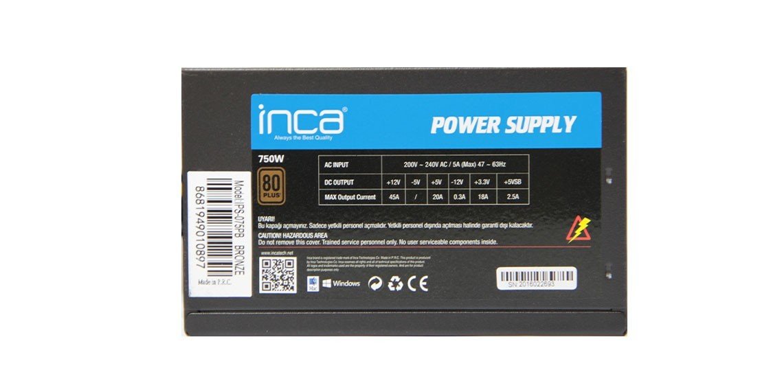 EAN 8681949010897 - Inca IPS-075PB unidad de fuente de alimentación 750 W 20+4 pin ATX ATX Negro imagen 3