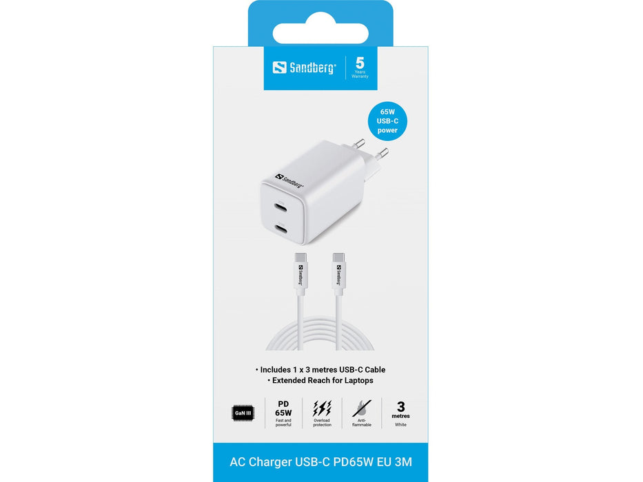 Ac Charger Usb-C Pd65w Eu 3m