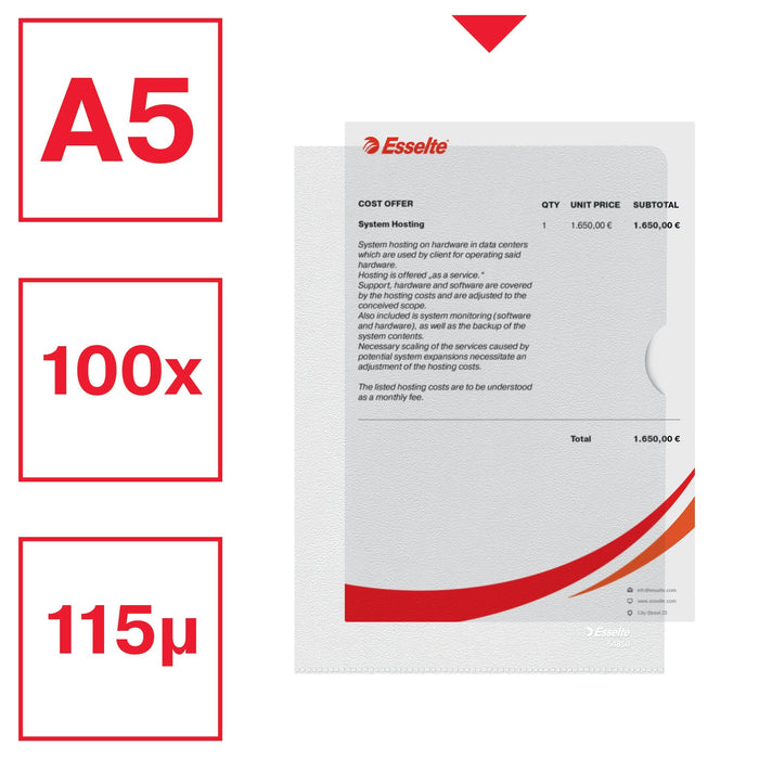 Esselte Fundas Transparentes A5 Genarbt 0.12 Mm