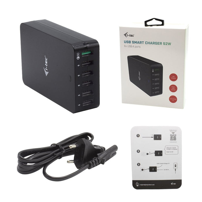 EAN 8595611703768 - i-tec CHARGER6P52W cargador de dispositivo móvil Universal Negro Corriente alterna Carga rápida Interior imagen 4