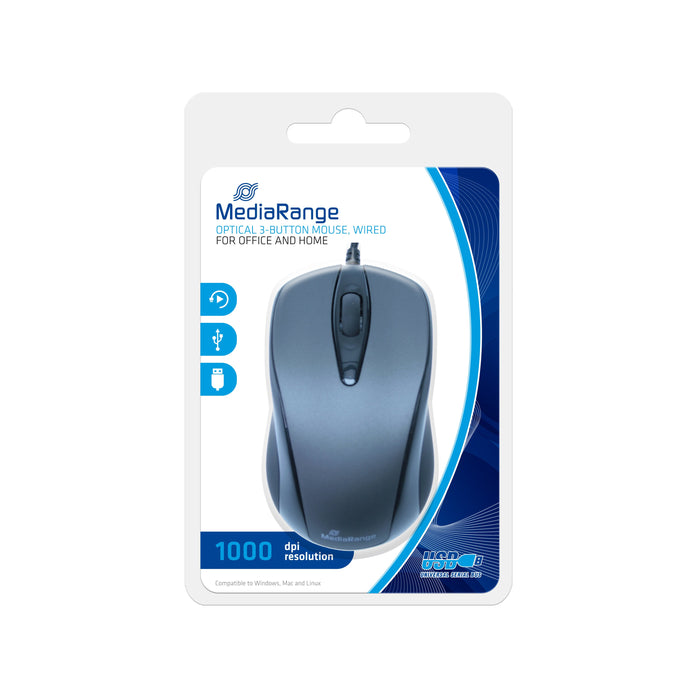 EAN 4260283117833 - MediaRange MROS201 ratón Oficina Ambidextro USB tipo A Óptico 1000 DPI imagen 1
