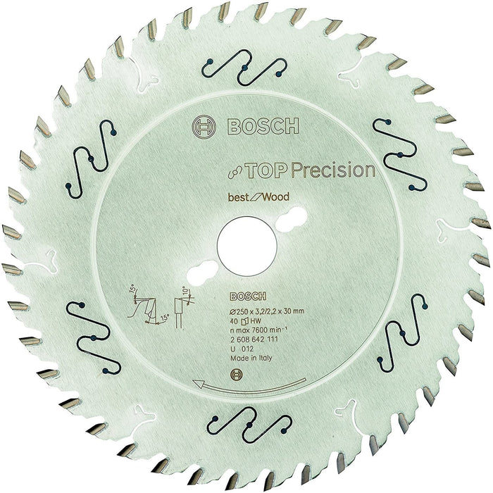 Hoja De Sierra Circular Bosch Top Precision Best For Wood 250 Mm X 30 Mm - 40z