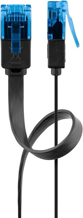 Cat 6a Flat-Patch Cable U/Utp, Black, 1 M - Copper