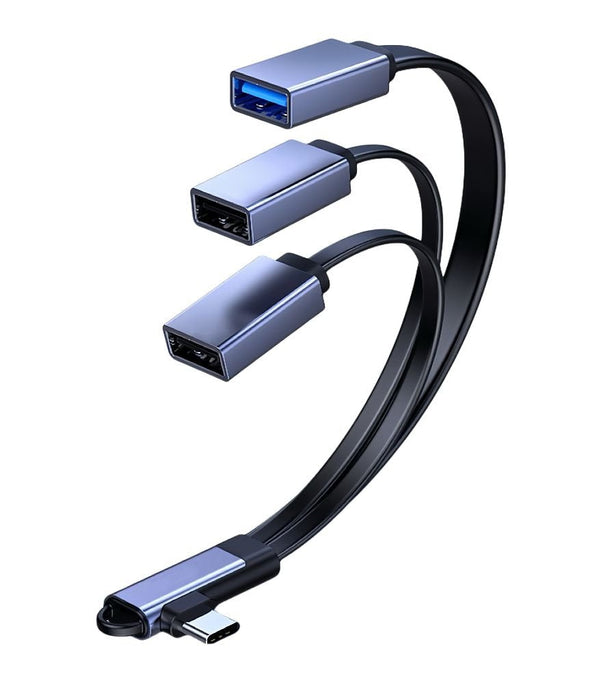 Usb-C Angled Splitter Cable  To Usb2.0 + Usb2.0 + Usb3.0