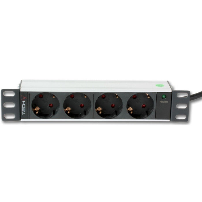 EAN 8051128100464 - Techly I-CASE M10-4D unidad de distribución de energía (PDU) 4 salidas AC 1U Negro, Plata imagen 1