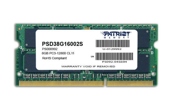 EAN 0815530013273 - Patriot Memory 8GB PC3-12800 módulo de memoria 1 x 8 GB DDR3 204-pin SO-DIMM imagen 1