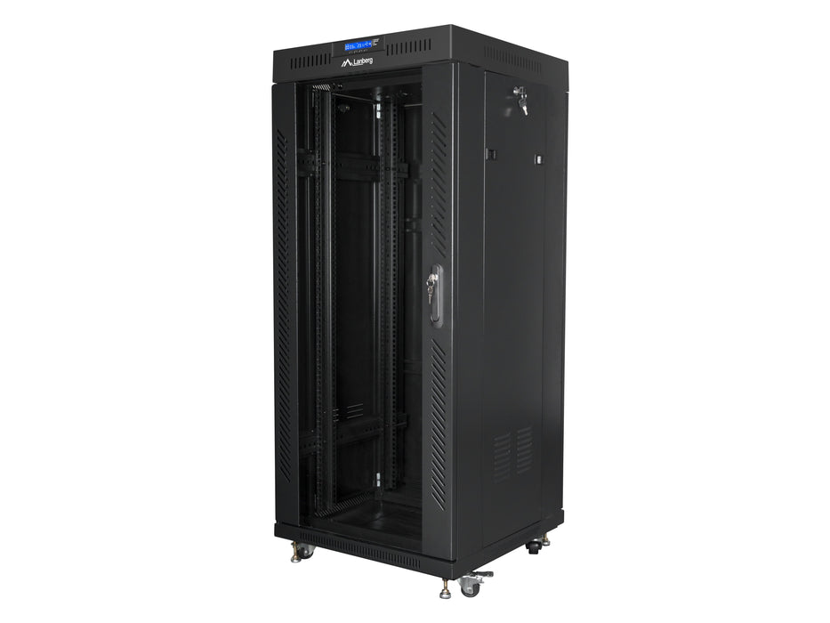 EAN 5901969430370 - Lanberg free standing rack 19inch cabinet 27U 600x600 glass door LCD flat pack black Rack o bastidor inde imagen 1