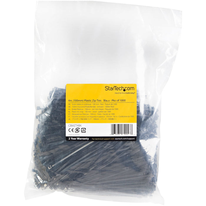 Startech Bridas 10cm - 2 Mm 94v-2/Ul, Paquete De 1000 - Negras