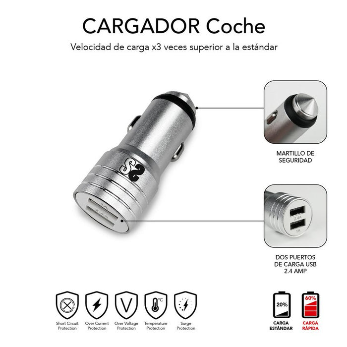 EAN 8436586740757 - SUBBLIM SUB-CHG-4CC001 cargador de dispositivo móvil Universal Plata Encendedor de cigarrillos Carga rápi imagen 9
