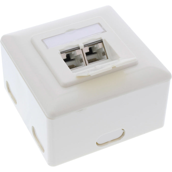 Inline Wall Plate Cat.6a Montaje En Superficie 2x Rj45 Hembra Ral9010 Blanco