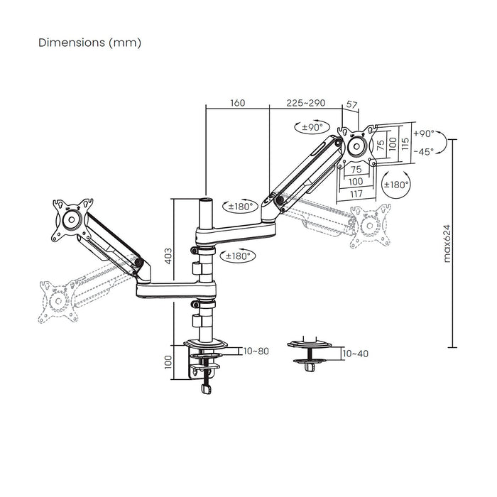 EAN 8435739904626 - AISENS DT32TSR-441 soporte para monitor 81,3 cm (32") Escritorio imagen 7