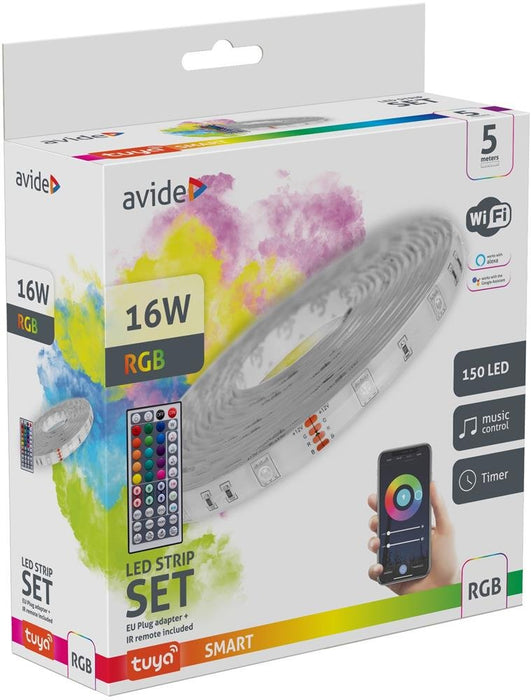 Avide Led Mreifen Blimer 12v 16w Rgb 5m Tuya Ir Fernbedi.