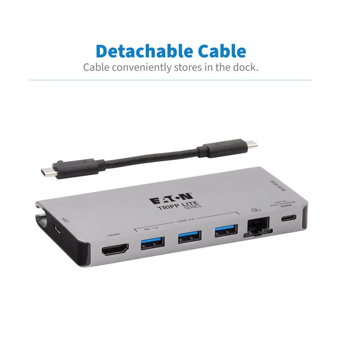 Stacja Dokujaca Usb-C 4k Hdmi, Usb 3.2 Gen 1, Koncentrator Usb-A, Gbe, Karta Pamieci, Ladowanie Pd 100 W, Odlaczany Przewód U442-Dock5d-Gy