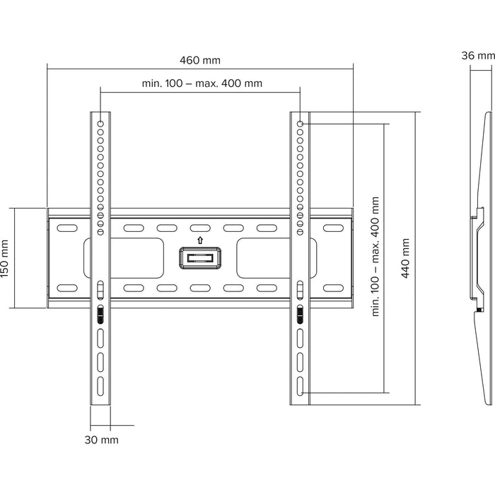 Soporte De Pared Inline Para Tft / Led / Plasma 81 - 140 Cm 32 - 55" Máx. 75 Kg