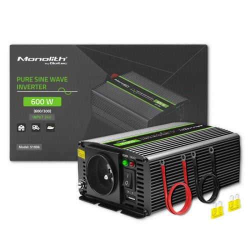 EAN 5901878519364 - Qoltec Monolith adaptador e inversor de corriente Auto 600 W Negro imagen 2
