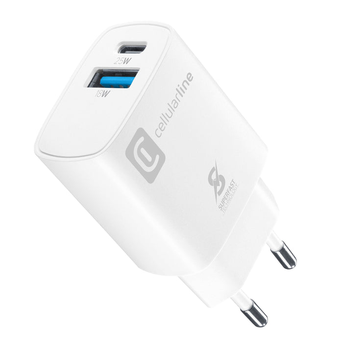 Cellularline Dual Port Travel Charger Samsung Pd 25w White