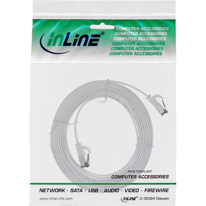 Cable De Red Plano Inline, U/Ftp, Cat.8.1, Tpe Libre De Halógenos, Blanco, 0,5m