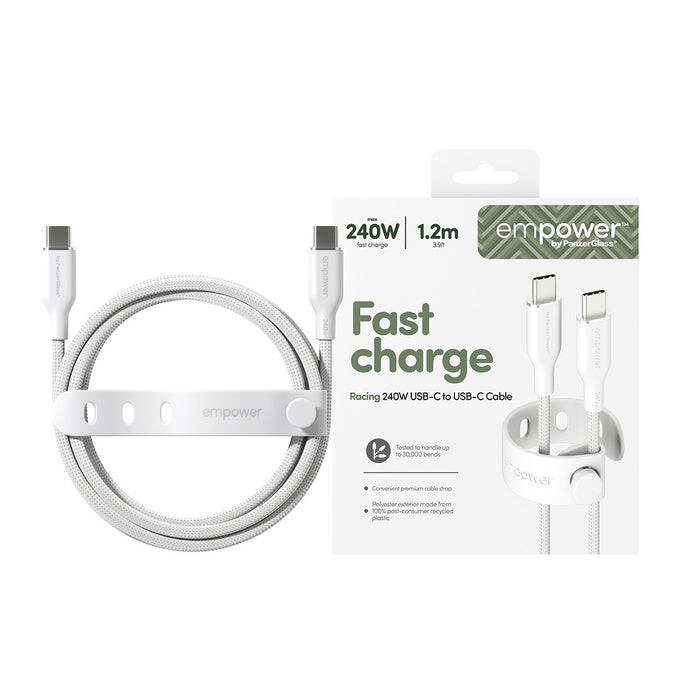 EAN 5715685027666 - PanzerGlass empower™ by ® Racing 240W USB-C to USB-C Cable | USB 2.0 | 1.2M | Silver White cable USB Blan imagen 2