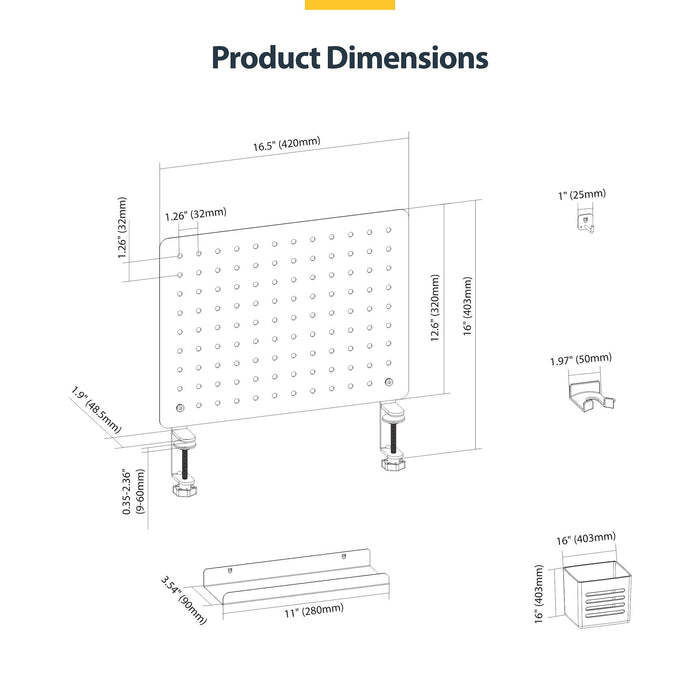 EAN 0065030905305 - StarTech.com 1612B-DESK-PEGBOARD juego de organizadores para escritorio 1 pieza(s) imagen 2