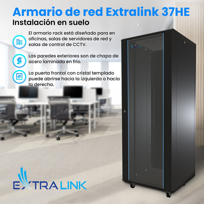Armario Extralink 37u 600x600 Negro Rackmount  De Pie
