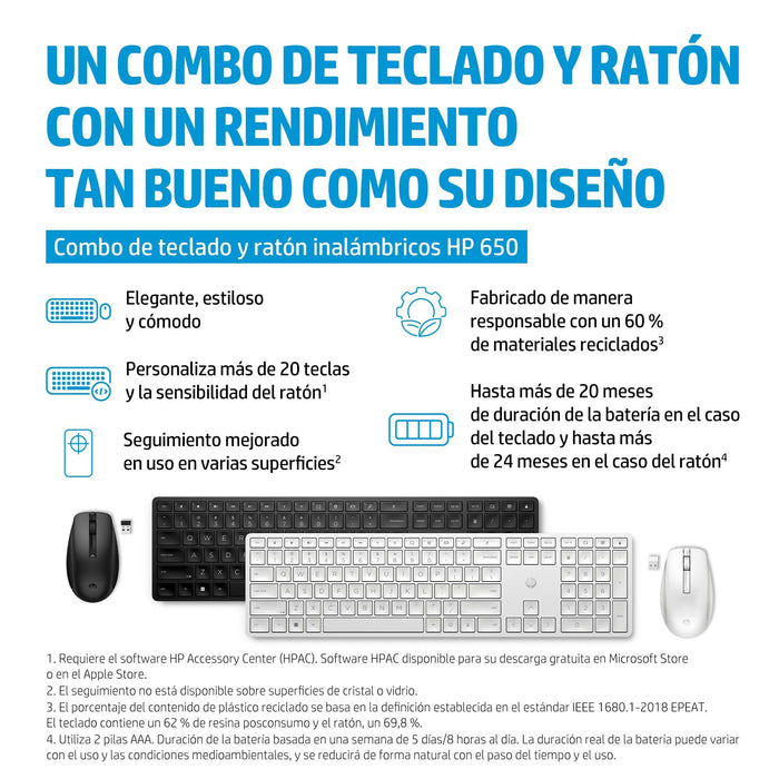 EAN 0196188141199 - HP 650 Wireless Keyboard and Mouse Combo Black teclado Ratón incluido Hogar RF inalámbrico Negro imagen 4