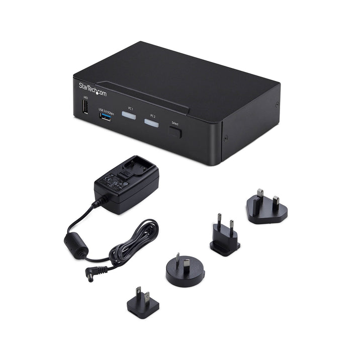 Startech.Com 2-Port Displayport Kvm Switch 4k 60hz Dp 1.2 Hdcp 1.4 Edid Management 2-Port Usb 3.0 Hub Dp Kvm Umschalter