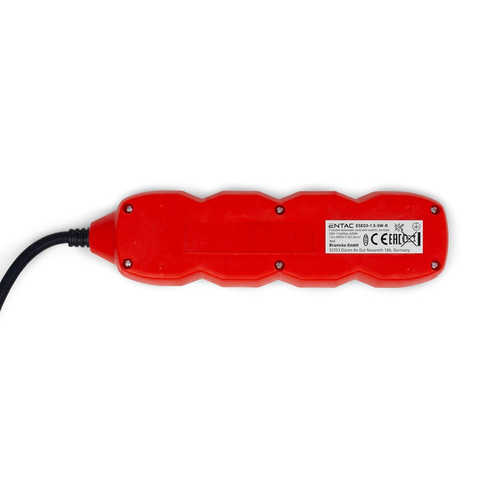 Entac Meckdosenleime 3fach 1,5m Schalter Rot