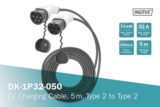EAN 4016032481393 - Digitus DK-1P32-050 cable de carga para vehículo eléctrico Negro Type 2 1 imagen 2