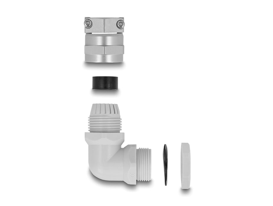 Delock 60592 Prensaestopas Con Alivio De Tensión Y Protección Contra La Flexión Ángulo De 90 ° Pg9 Gris