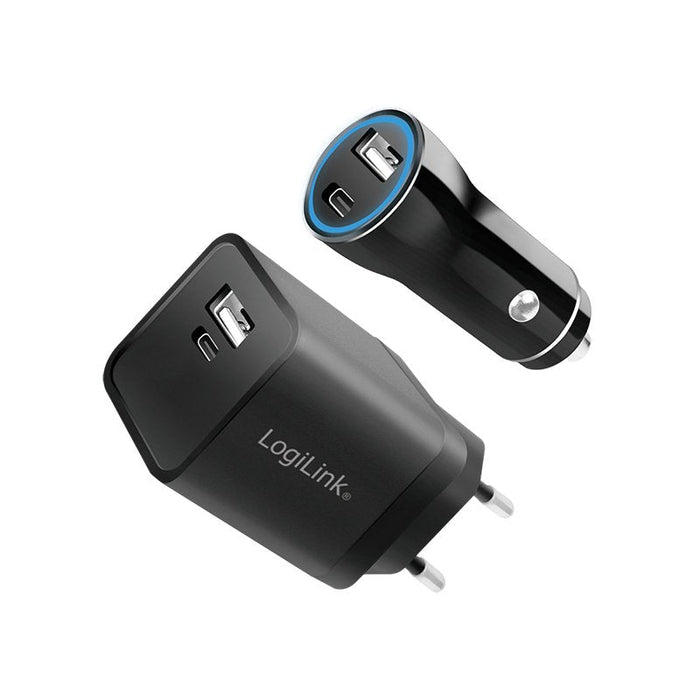 Logilink Usb-A C Charging Kit, 15 W, Each 1x Usb-A, 1x Usb-C, Negro