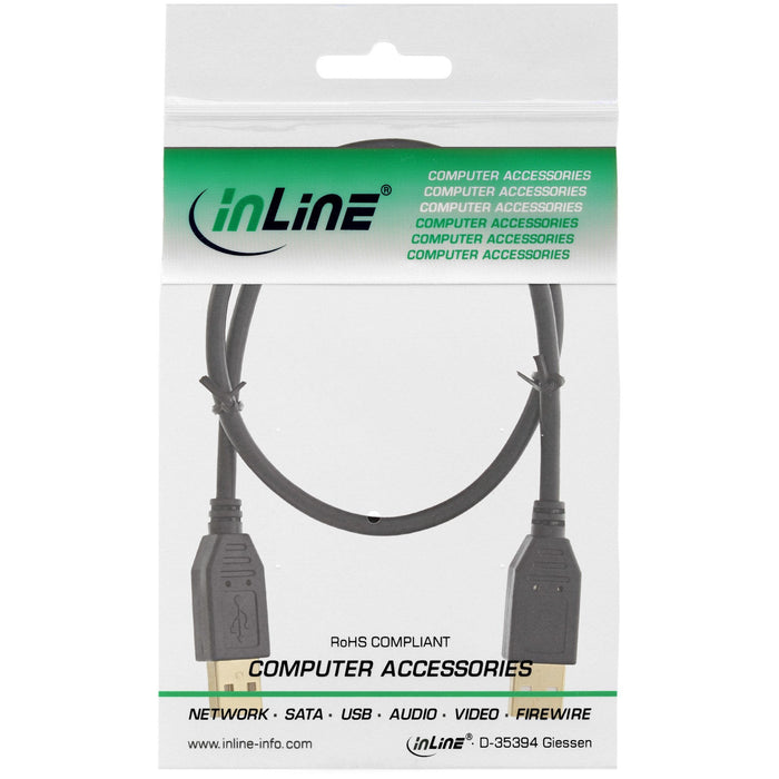 Cable Usb 2.0 Inline, Am/Am, Negro, Contactos Chapados En Oro, 5 M