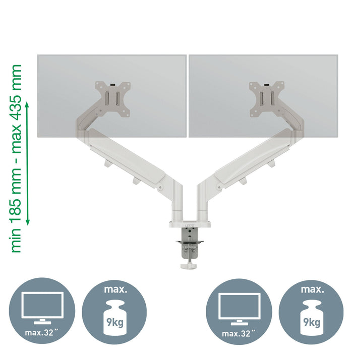 Leitz Ergo Dual Monitor Arm Gris, 1120x110x600