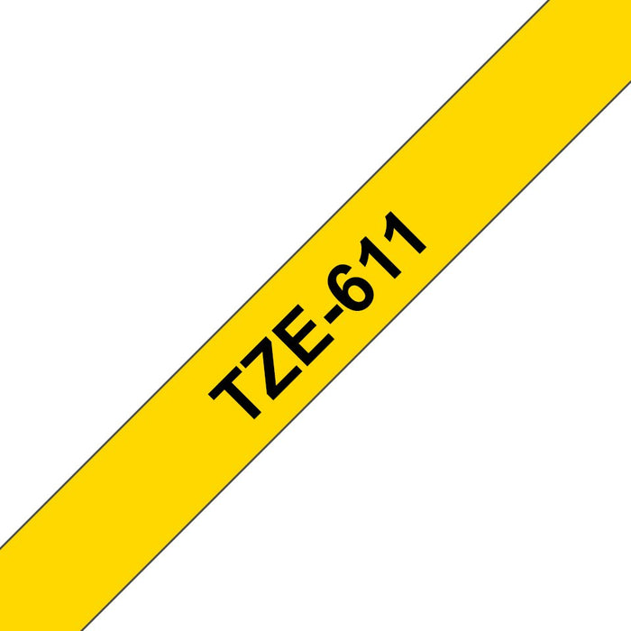 EAN 4977766686624 - Brother TZE-611 cinta para impresora de etiquetas Negro sobre amarillo imagen 1