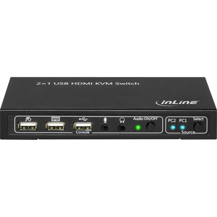 Switch Kvm Inline 2x1 Hdmi, 2x1, Hdmi 4k2k, Hub Usb 2.0, Con Audio