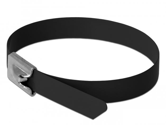Delock Edelstahlcablebinder L 400 X B 7,9 Mm Schwarz 10 Stück