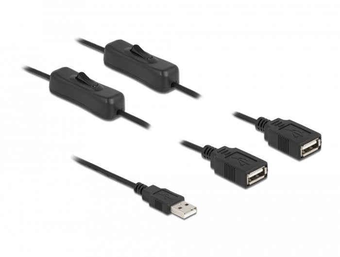 Delock Cable Usb Typ-A Stecker Zu 2 X Usb Typ-A Buchse Mit Schalter 1 M