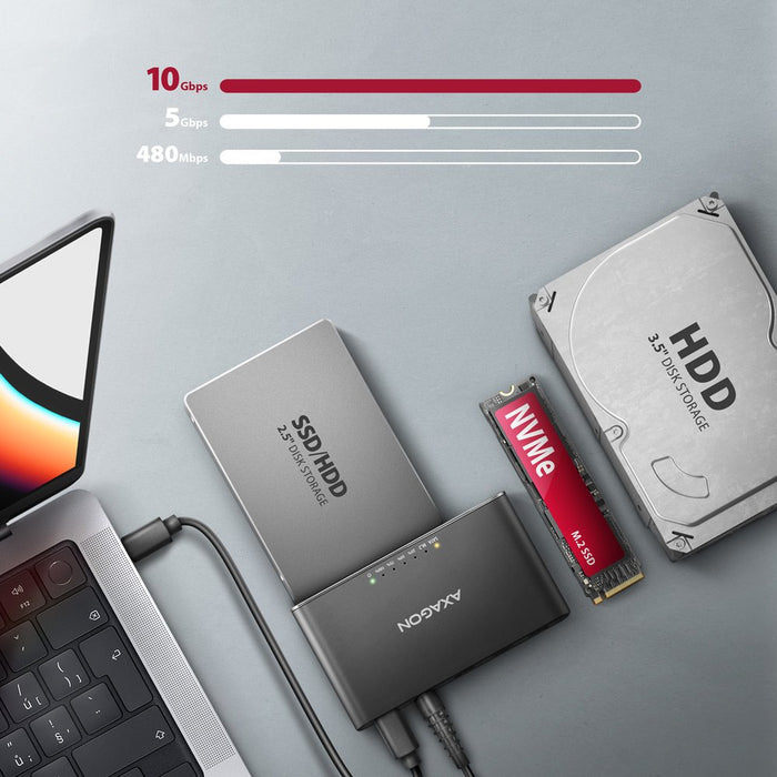 EAN 8595247907332 - Axagon ADSA-CC USB-C 10Gbps - NVMe M.2 SSD & SATA 2.5/3.5 SSD/HDD CLONE MASTER 2 - Digital/Daten - NVMe U imagen 5