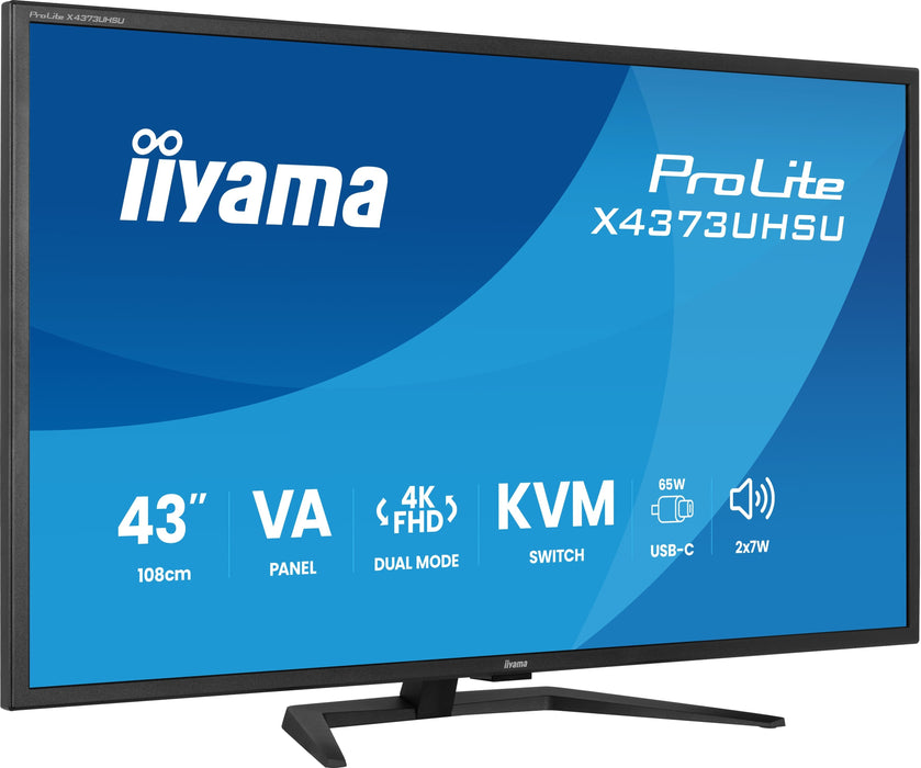 Iiyama Prolite X4373uhsu-B2 (108 Cm (42.5 Zoll), Negro (Matt), Ultrahd/4k, Va, Dual-Mode, Fb, Usb-Hub, Kvm) X4373uhsu-B2