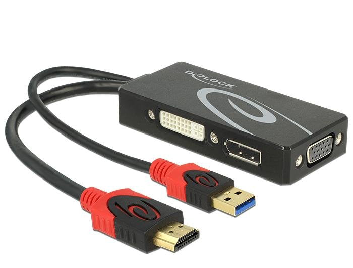 Delock Adaptador 3en1 Hdmi A Dvi + Vga + Displayport M/H 4k Negro 62959