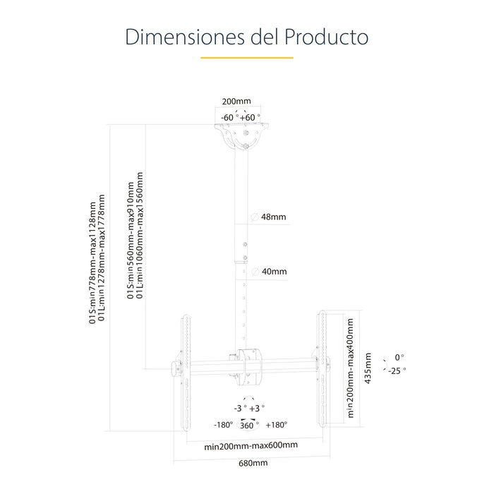 EAN 0065030865470 - StarTech.com FLATPNLCEIL soporte para pantalla de señalización 190,5 cm (75") Negro imagen 16
