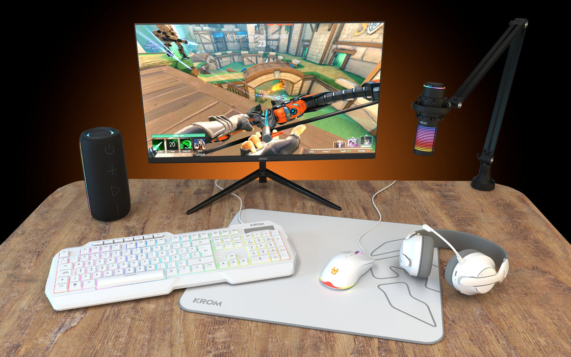 Auriculares Gaming Inalámbricos Con Micrófono Krom Phase Bluetooth Jack 3.5 Usb 2.0 Blancos