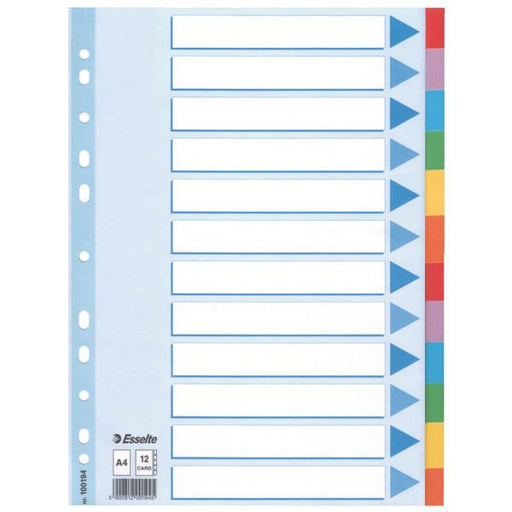 EAN 5902812001945 - Esselte Multi-coloured Cardboard Dividers Separador en blanco con pestaña Caja de cartón imagen 1
