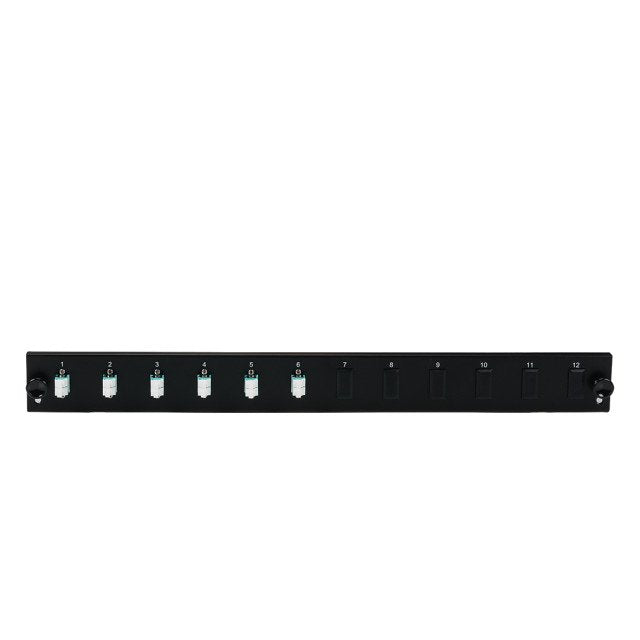 Efb Bestckte 12 Port Frontblende Mit 6 X Lc Duplex Kupplung Om3 Vertikal, Grau