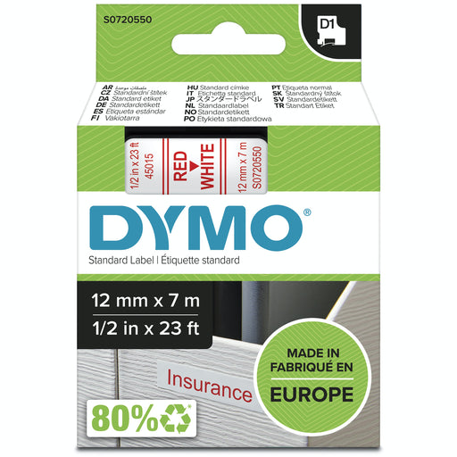 EAN 5411313450157 - DYMO D1 Standard - Red on White - 12mm cinta para impresora de etiquetas Rojo sobre blanco imagen 2
