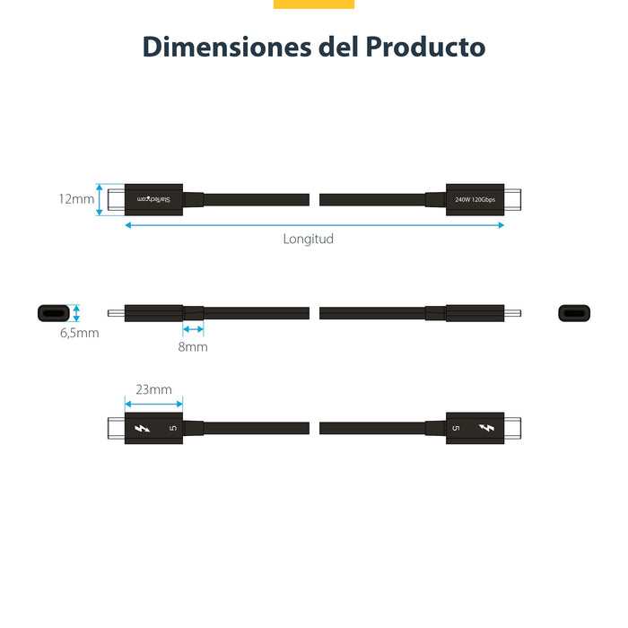 EAN 0065030920360 - StarTech.com TBLT5MM50CM240W cable Thunderbolt 0,5 m 80 Gbit/s Negro imagen 14